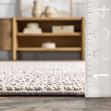 Rugs USA x Lauren Liess Zinnia Farmhouse Tasseled Area Rug, 5x8, Light Grey