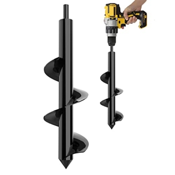 K-Brands Auger Drill Bit for Planting – 3 x 12 Inch - Gardening Tools Spiral Hole and Bulb Planter...