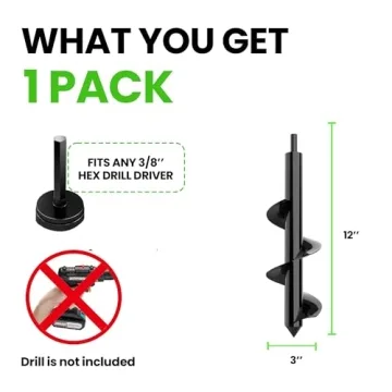 K-Brands Auger Drill Bit – 3x12 Inch Gardening Tool