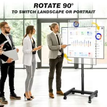 5Rcom Rolling TV Stand, Mobile TV Cart for 13-50 Inch Flat Curved TV with Tilting and Rotating, Port...