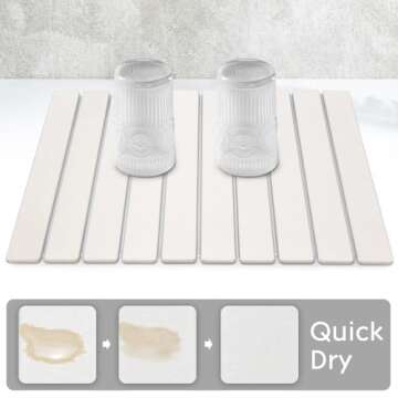 Large Stone Dish Drying Mat for Kitchen Counter, 24"(L)×16"(W) Fast Dry Super Absorbent Collapsible...