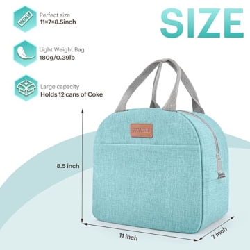 Insulated Lunch Bag for Adults - Aqua Green