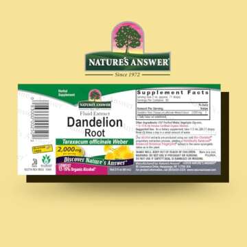 Nature's Answer Dandelion Root Extract 2 Oz – Low Organic Alcohol, Detox & Liver Support Supplemen...