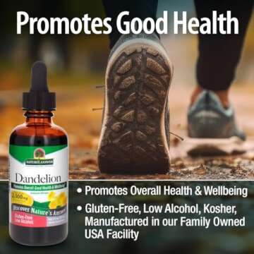 Nature's Answer Dandelion Root Extract 2 Oz – Low Organic Alcohol, Detox & Liver Support Supplement – Made in USA, Kosher, Gluten Free – Dandelion Root Supplement