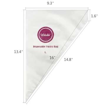 Webake 16 Inch Disposable Pastry Bag 100pcs Large Icing Piping Bags, Cake Decorating Bags Anti-Burst...