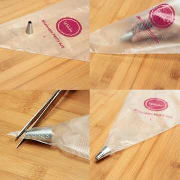 Webake 16 Inch Disposable Pastry Bag 100pcs Large Icing Piping Bags, Cake Decorating Bags Anti-Burst Cupcake Icing Bags for All Size Tips Couplers