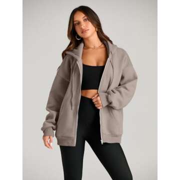 EFAN Women Oversized Zip Up Hoodie for Fall Comfort