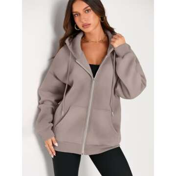 EFAN Women Oversized Zip Up Hoodie for Fall Comfort