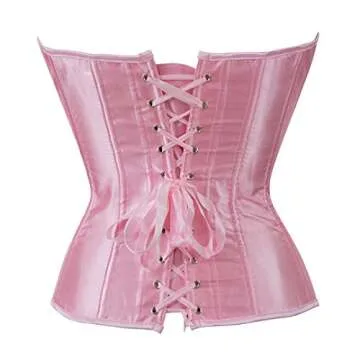Pink Corsets for Women Satin Corset Top Lace up Fashion Bustier Body Shaper Waist Cincher Corset Small Pink