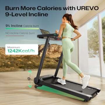UREVO Foldable Treadmill with Adjustable Desk for Home