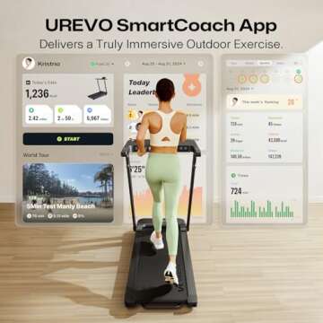 UREVO Foldable Treadmill with Adjustable Desk for Home