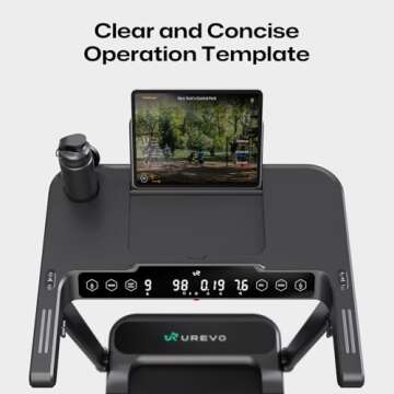 UREVO Foldable Treadmill with Adjustable Desk for Home