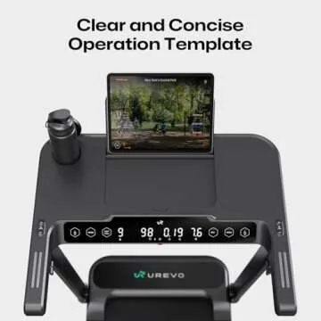 UREVO Foldable Treadmill with Adjustable Desk for Home