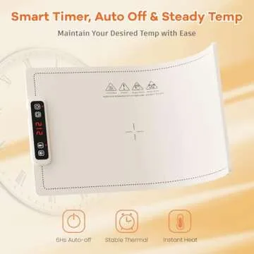 UJR Food Warming Mat with Timer and Temp Display