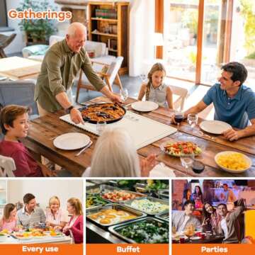 Portable Food Warming Mat for Food: Electric Real-Time Temp Display Food Warmers for Parties, Buffets, Gatherings, 5 Temp Levels, Timer, Auto Shut-Off (Champagne Beige)