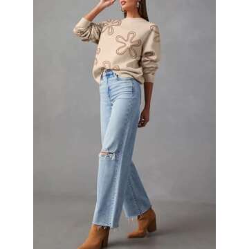 Dokotoo Cozy Floral Print Sweater for Women