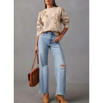 Dokotoo Cozy Floral Print Sweater for Women