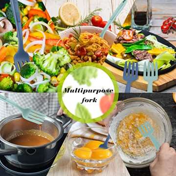 Mixweer 2 Pcs Silicone Flexible Fork 11.6 Inch Silicone Heat Resistant Cooking Fork Large Kitchen Non Stick Spork Ultimate for Mix Ingredients, Mash Food, Whisk Eggs, Baking(Blue Series)