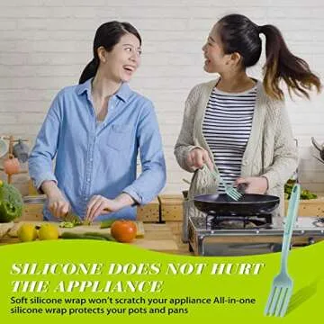 Mixweer 2 Pcs Silicone Flexible Fork 11.6 Inch Silicone Heat Resistant Cooking Fork Large Kitchen Non Stick Spork Ultimate for Mix Ingredients, Mash Food, Whisk Eggs, Baking(Blue Series)