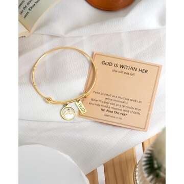 JOGDIAM Christian Gifts for Women Mustard Seed Bracelet Jewelry Birthday Gifts for Teenager Faith Religious Inspirational Spiritual Baptism Gifts for Women
