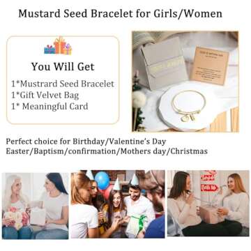 JOGDIAM Christian Gifts for Women Mustard Seed Bracelet Jewelry Birthday Gifts for Teenager Faith Religious Inspirational Spiritual Baptism Gifts for Women