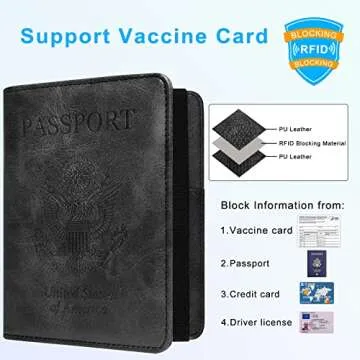 ACdream RFID BLOCKING Passport Holder Travel Wallet - Premium PU Leather Cover Passport book with Card Holder, Pen Slot, Keep Organization, and Travel Essentials for Women/Men, Black