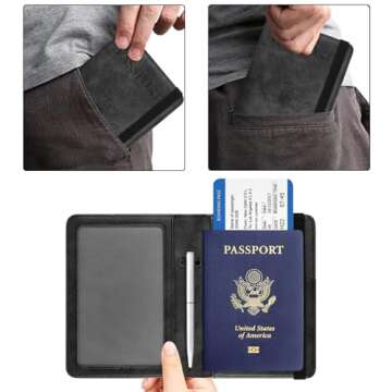 ACdream RFID BLOCKING Passport Holder Travel Wallet - Premium PU Leather Cover Passport book with Card Holder, Pen Slot, Keep Organization, and Travel Essentials for Women/Men, Black