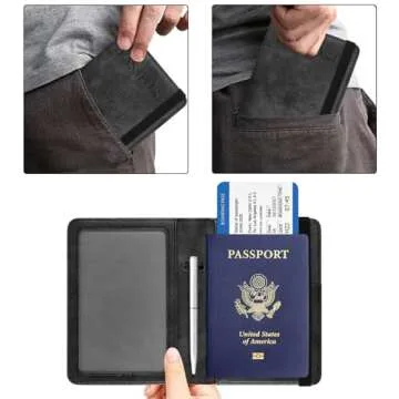 ACdream RFID BLOCKING Passport Holder Travel Wallet - Premium PU Leather Cover Passport book with Card Holder, Pen Slot, Keep Organization, and Travel Essentials for Women/Men, Black