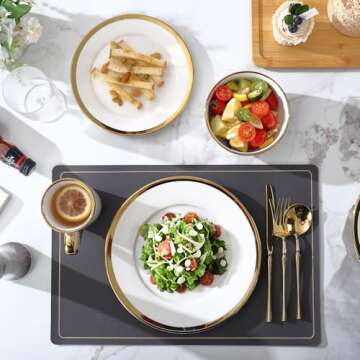 Loymokinar White Plates, Set of 6, 8 inch, White Plates with Gold Trim Porcelain, Small Dessert Plates,Small Plate, Gold Ceramic Plates, Small Appetizer Plates, Small White Plates, Small Salad Plates.