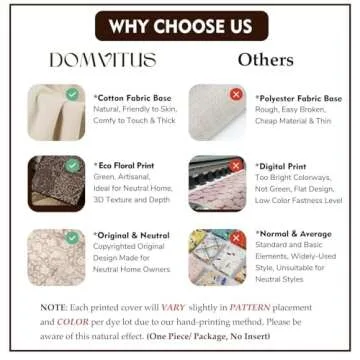 DOMVITUS Floral Pillow Covers 18x18, Throw Pillows for Couch, Floral Print Pillow Cover, Decorative Neutral Accent Throw Pillow Covers for Living Room, 1PC, Neutral