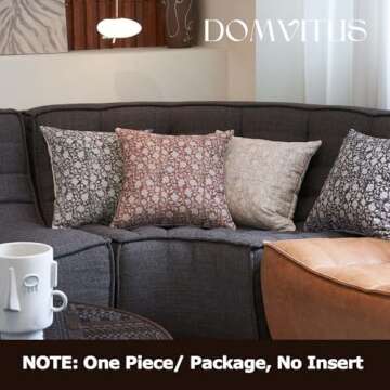 DOMVITUS Floral Pillow Covers 18x18, Throw Pillows for Couch, Floral Print Pillow Cover, Decorative Neutral Accent Throw Pillow Covers for Living Room, 1PC, Neutral