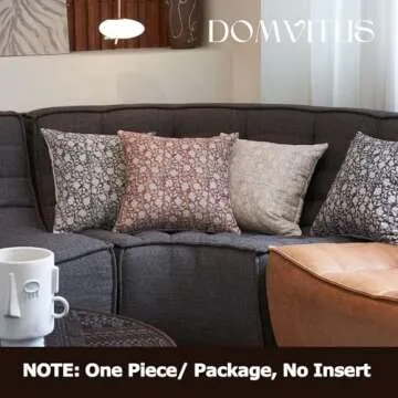 DOMVITUS Floral Pillow Covers 18x18, Throw Pillows for Couch, Floral Print Pillow Cover, Decorative Neutral Accent Throw Pillow Covers for Living Room, 1PC, Neutral