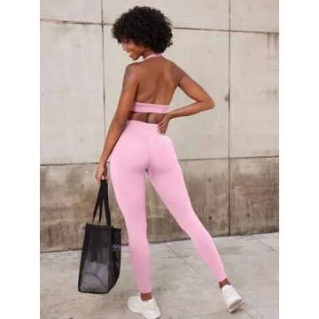 YEOREO Eileen Hidden Scrunch Butt Workout Leggings for Women Lifting Seamless Mid Low Waist 25" Gym Fitness Yoga Pants with Tummy Control Pink-XS