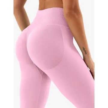 YEOREO Eileen Hidden Scrunch Butt Workout Leggings for Women Lifting Seamless Mid Low Waist 25" Gym Fitness Yoga Pants with Tummy Control Pink-XS