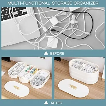 Yesesion Stackable Plastic Cord Organizer Box with Ties