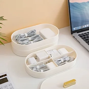 Yesesion Stackable Plastic Cord Organizer Box with Ties