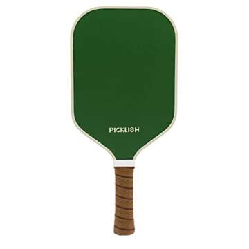 Picklish Pickleball Wavy Checks Paddle | Fiberglass Surface with High Grit and Spin, Extended Handle...