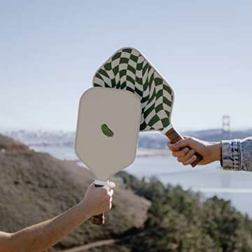 Picklish Pickleball Wavy Checks Paddle | Fiberglass Surface with High Grit and Spin, Extended Handle, 11mm, Comfort Grip, Luxury, Stylish, Performant Pickleball Rackets