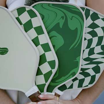 Picklish Pickleball Wavy Checks Paddle | Fiberglass Surface with High Grit and Spin, Extended Handle, 11mm, Comfort Grip, Luxury, Stylish, Performant Pickleball Rackets