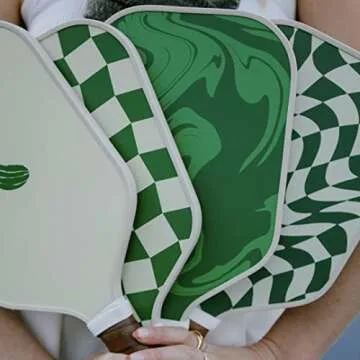 Picklish Pickleball Wavy Checks Paddle | Fiberglass Surface with High Grit and Spin, Extended Handle, 11mm, Comfort Grip, Luxury, Stylish, Performant Pickleball Rackets