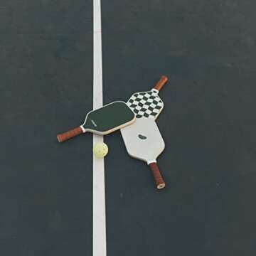 Picklish Pickleball Wavy Checks Paddle | Fiberglass Surface with High Grit and Spin, Extended Handle, 11mm, Comfort Grip, Luxury, Stylish, Performant Pickleball Rackets