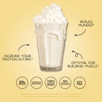Clean Simple Eats Simply Vanilla Whey Protein Powder, Natural Sweetened and Cold-Processed Whey Protein Powder, 20 Grams of Protein (30 Servings)
