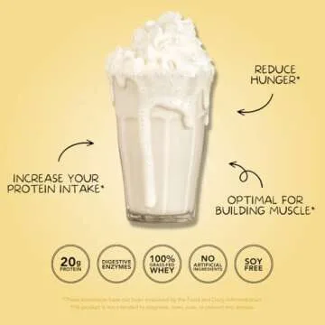 Clean Simple Eats Simply Vanilla Whey Protein Powder, Natural Sweetened and Cold-Processed Whey Protein Powder, 20 Grams of Protein (30 Servings)