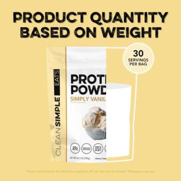 Clean Simple Eats Simply Vanilla Whey Protein Powder, Natural Sweetened and Cold-Processed Whey Protein Powder, 20 Grams of Protein (30 Servings)