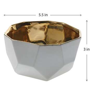 Birsppy White and Gold Geometric Decorative Bowl 5.5 x 3 Inches