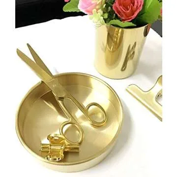 MultiBey Gold Scissors 7" Tailor Fabric Paper Cutting Tools Craft Scissors Shears Heavy Duty Copper Straight Recycled Home Office Scissors Cutter