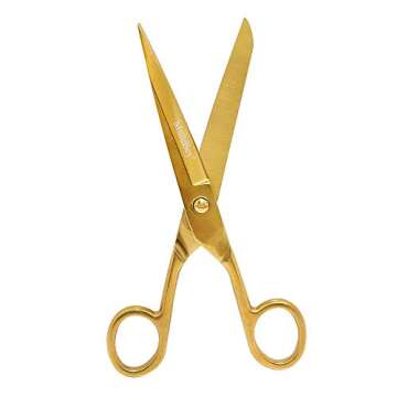 MultiBey Gold Scissors 7" Tailor Fabric Paper Cutting Tools Craft Scissors Shears Heavy Duty Copper Straight Recycled Home Office Scissors Cutter