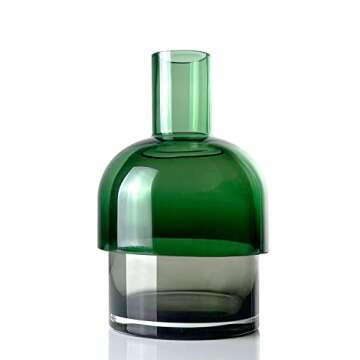 Cloudnola Reversible Large Glass Flower Vase and Bud Vase, Smoke Gray and Green, 9.5" Height x 5.6" Dia, Home, Wedding, and Event Decor