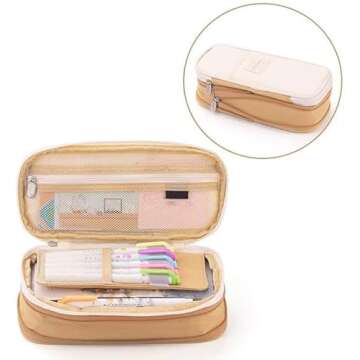 Arnuixty Large Storage Pencil Case with Zipper Pouch