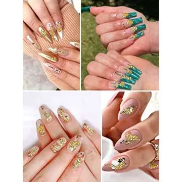 TOROKOM 120 PCS 3D Gold Rose Nail Art Charms Romantic Flowers Nails Decorations Alloy Nail Charms for Girls Women DIY Nail Design Craft Jewelry Making